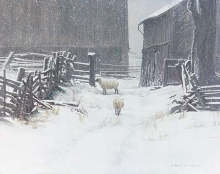 Robert Bateman Handsigned & Numbered Limited Edition Giclee on Canvas:"In for the Evening"