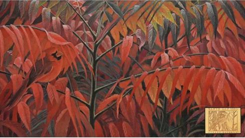 Robert Bateman Limited Edition Paper Print:"Cardinal And Sumac Medallion Ed." Robert Bateman Limited Edition Paper Print:"Cardinal And Sumac Medallion Ed."