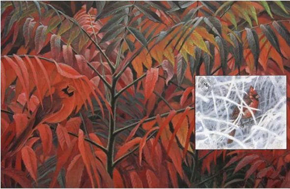 Robert Bateman Limited Edition Suite of 2 Prints:"Cardinal And Sumac Premier Edition"