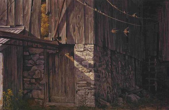ROBERT BATEMAN  Secondary Market Art: "BARN SWALLOWS AUGUST"