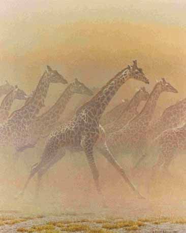 ROBERT BATEMAN  Secondary Market Art: "GALLOPING HERD GIRAFFE"