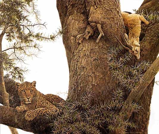 ROBERT BATEMAN  Secondary Market Art: "LEOPARD GAZELLE KILL"