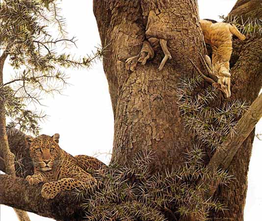 ROBERT BATEMAN  Secondary Market Art: "LEOPARD GAZELLE KILL"