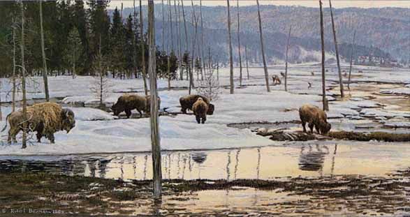 ROBERT BATEMAN  Secondary Market Art: "MORNING ON FLATS BISON"