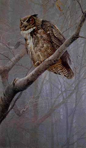 ROBERT BATEMAN  Secondary Market Art: "WINTER MIST OWL"