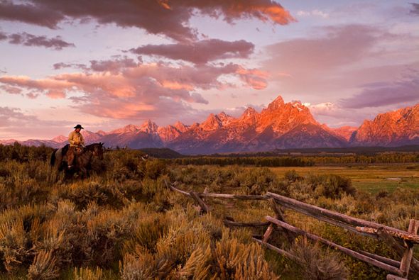 Robert Dawson 24 x 36 Open Edition Signed Giclee on Canvas:"Ridin Fences 1"