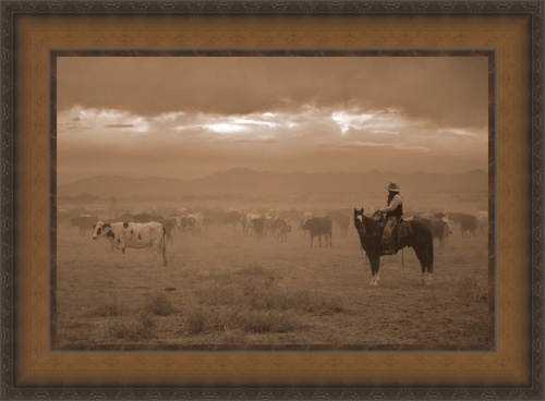 Robert Dawson 32 x 44 Canvas Giclee Art:"Settling The Herd"