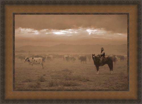 Robert Dawson 32 x 44 Canvas Giclee Art:"Settling The Herd"