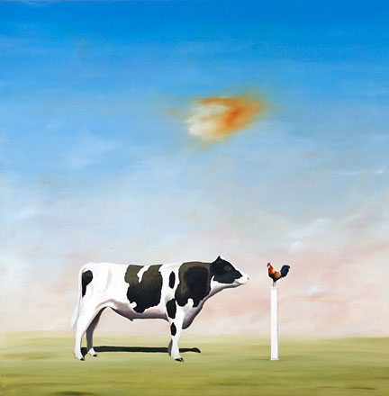 Robert Deyber Artist Signed Limited Edition Hand-crafted Stone Lithograph:"Another Cock and Bull Story"