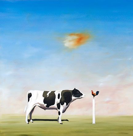 Robert Deyber Artist Signed Limited Edition Hand-crafted Stone Lithograph:"Another Cock and Bull Story"