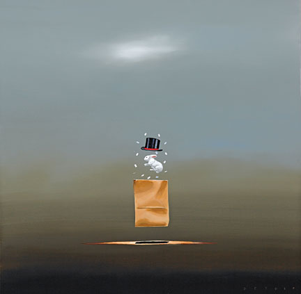 Robert Deyber Artist Signed Limited Edition Hand-crafted Stone Lithograph:"Bag of Tricks"