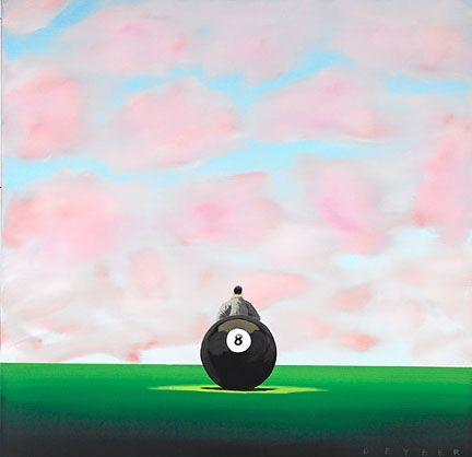 Robert Deyber Artist Signed Limited Edition Hand-crafted Stone Lithograph:"Behind the Eight Ball"