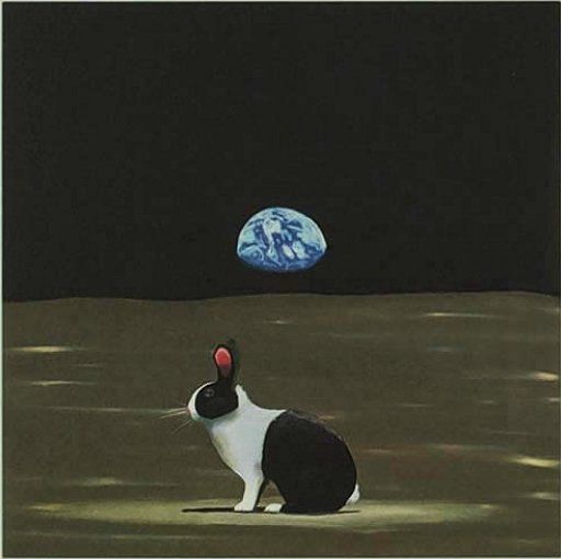 Robert Deyber Artist Signed Limited Edition Hand-crafted Stone Lithograph:"A Hare Out of Place (Outer-Space)"