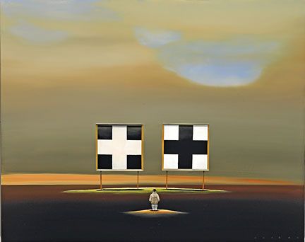 Robert Deyber Artist Signed Limited Edition Hand-crafted Stone Lithograph:"Double Crossed"