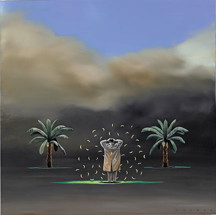 Robert Deyber Artist Signed Limited Edition Hand-crafted Stone Lithograph:"Going Bananas"