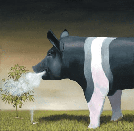 Robert Deyber Artist Signed Limited Edition Hand-crafted Stone Lithograph:"High on the Hog"