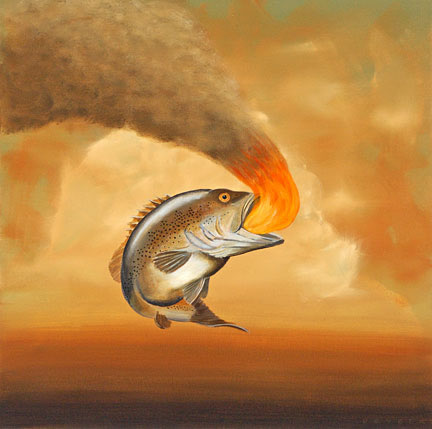 Robert Deyber Artist Signed Limited Edition Hand-crafted Stone Lithograph:"Like a Fish out of Water"