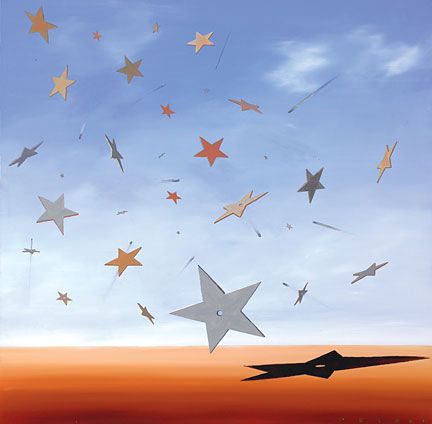 Robert Deyber Artist Signed Limited Edition Hand-crafted Stone Lithograph:"Shooting Stars"