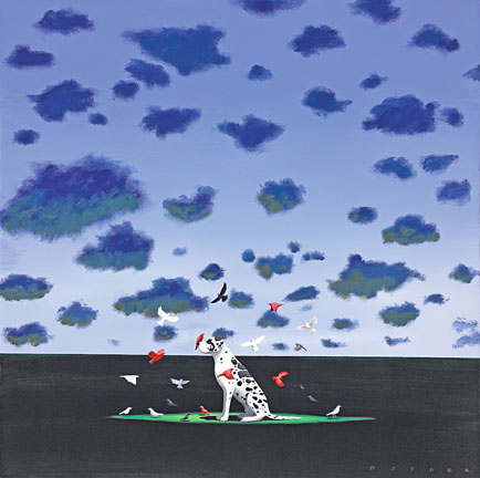 Robert Deyber Artist Signed Limited Edition Hand-crafted Stone Lithograph:"The Bird Dog"