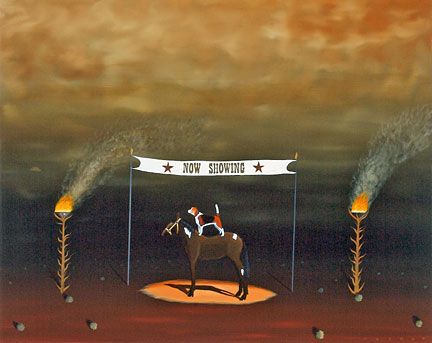 Robert Deyber Artist Signed Limited Edition Hand-crafted Stone Lithograph:"The Dog and Pony Show"
