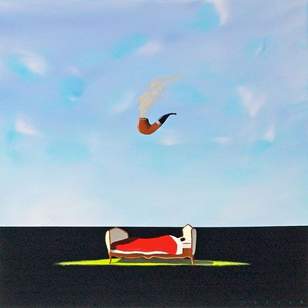 Robert Deyber Artist Signed Limited Edition Hand-crafted Stone Lithograph:"The Pipe Dream"