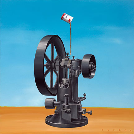 Robert Deyber Artist Signed Limited Edition Hand-crafted Stone Lithograph:"The Well Oiled Machine"