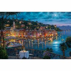Robert Finale Artist Signed Hand-Embellished Limited Edition Canvas Giclee:"A Night in Portofino"