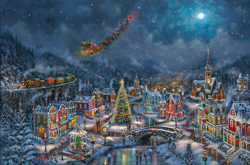 Robert Finale Artist Signed 2026 Christmas Limited Edition Canvas Giclee:"Over the Rooftops" Robert Finale Artist Signed 2026 Christmas Limited Edition Canvas Giclee:"Over the Rooftops"