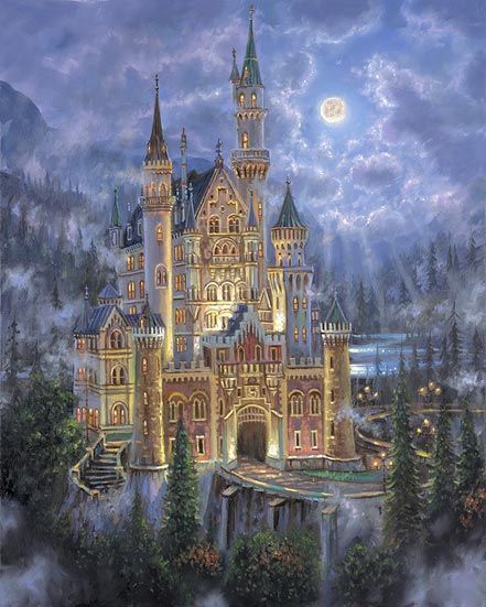 Robert Finale Limited Edition Metal Art:"Moonlit Castle"