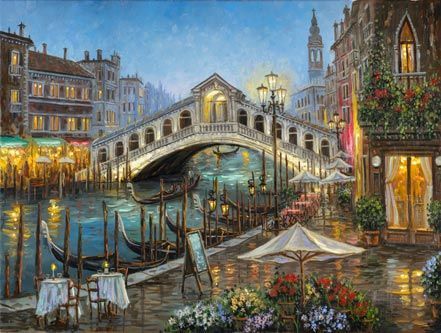 Robert Finale Limited Edition Metal Art:"Grand Canal Bistro"