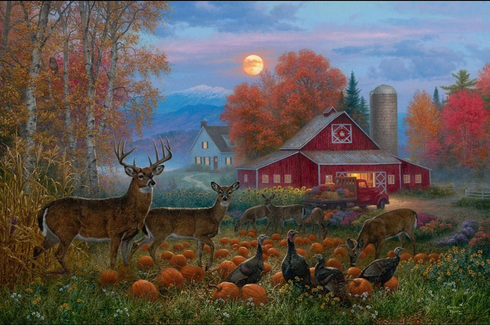 Abraham Hunter Artist Hand Signed Limited Edition Embellished Canvas Giclee:�Harvest Moon�