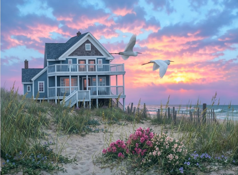 Abraham Hunter Artist Hand Signed Limited Edition Embellished Canvas Giclee: “Seaside Dawn” Abraham Hunter Artist Hand Signed Limited Edition Embellished Canvas Giclee: “Seaside Dawn”