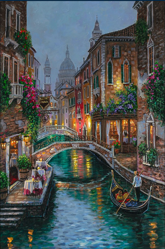 Robert Finale Artist Signed Limited Edition Hand-Embellished Canvas Giclee:"Venetian Charm" Robert Finale Artist Signed Limited Edition Hand-Embellished Canvas Giclee:"Venetian Charm"