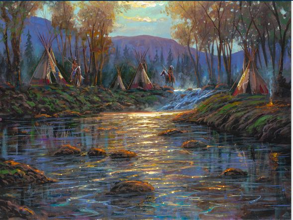Robert Finale Artist Signed Limited Edition Hand-Embellished Canvas Giclee:"Morning Creek"