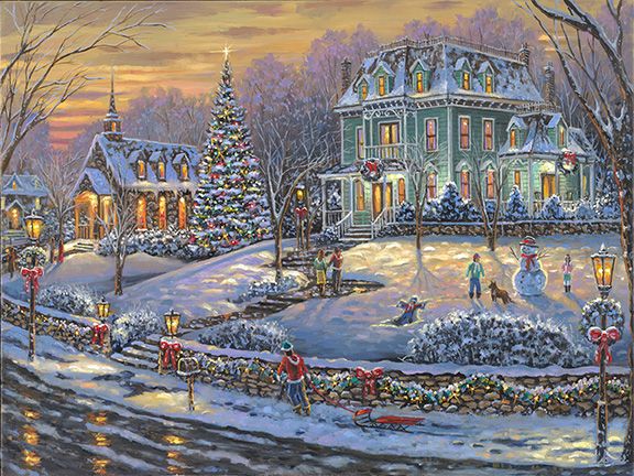 Robert Finale Christmas Canvas Giclee:"Merry Christmas to All"