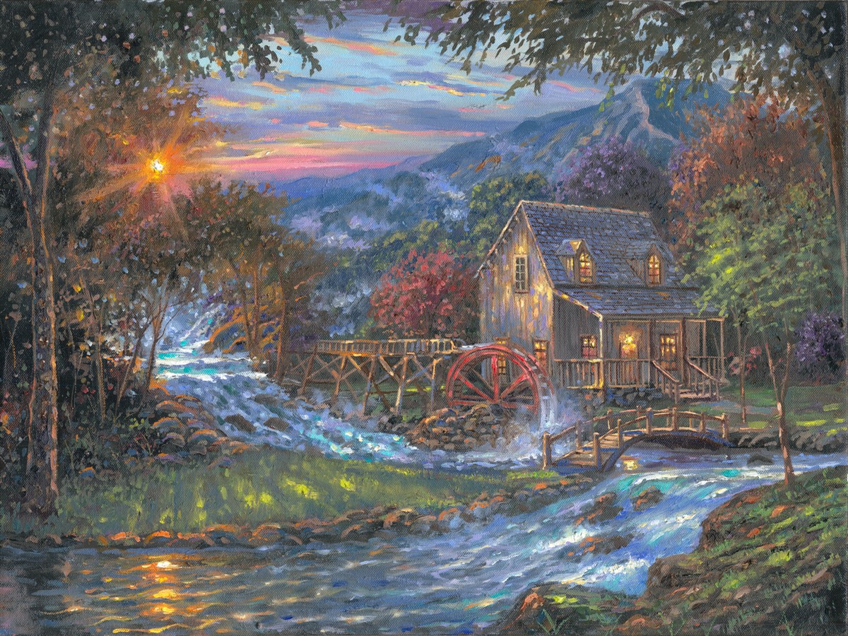 Robert Finale Hand Signed and Numbered Limited Edition Hand-Embellished Giclee on Canvas:"Change of Seasons"