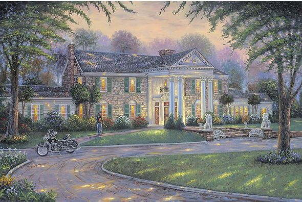 Robert Finale Hand Signed and Numbered Limited Edition Hand-Embellished Giclee on Canvas:"Elvis' Graceland&reg;"