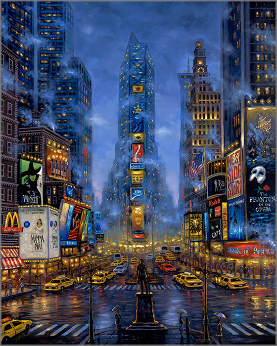 Robert Finale Hand Signed and Numbered Limited Edition Hand-Embellished Giclee on Canvas:"Give My Regards to Broadway "