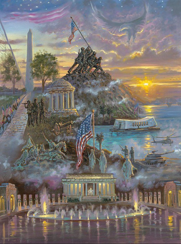 Robert Finale Hand Signed and Numbered Limited Edition Hand-Embellished Giclee on Canvas:"Land of the Brave"