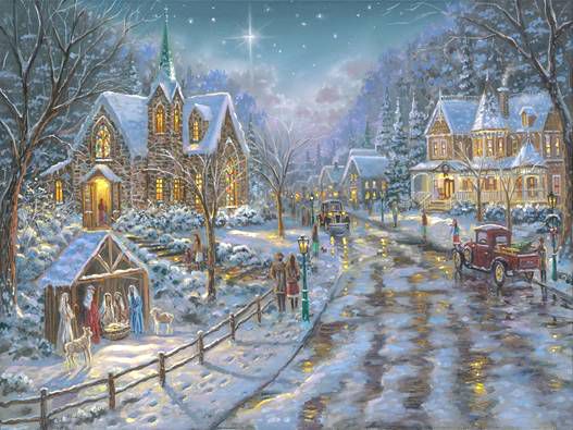 Robert Finale Hand Signed and Numbered Limited Edition Hand-Embellished Giclee on Canvas:"Oh Holy Night"