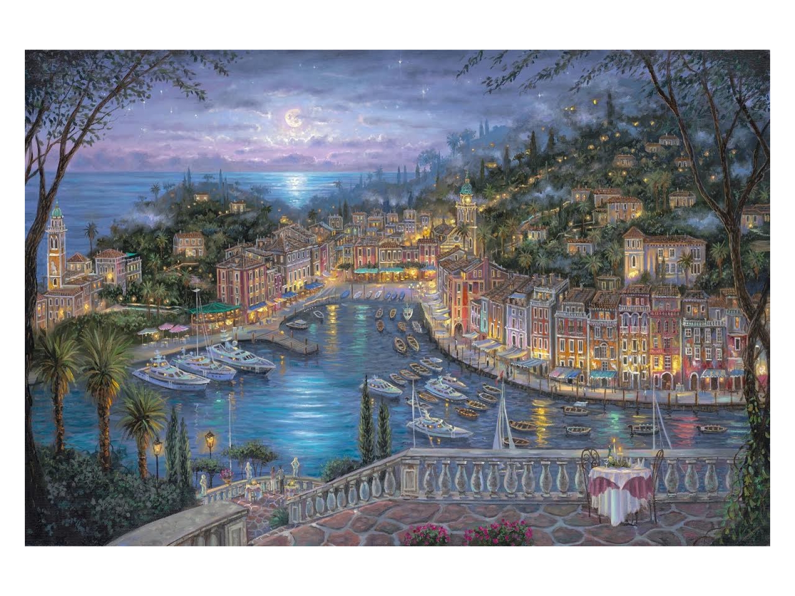 Robert Finale Hand Signed and Numbered Limited Edition Hand-Embellished Giclee on Canvas:"Portofino" | Sold Out