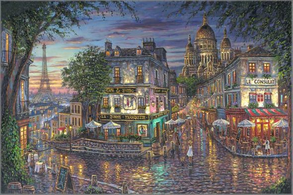 Robert Finale Hand Signed and Numbered Limited Edition Hand-Embellished Giclee on Canvas:"Sacred Heart of Paris"