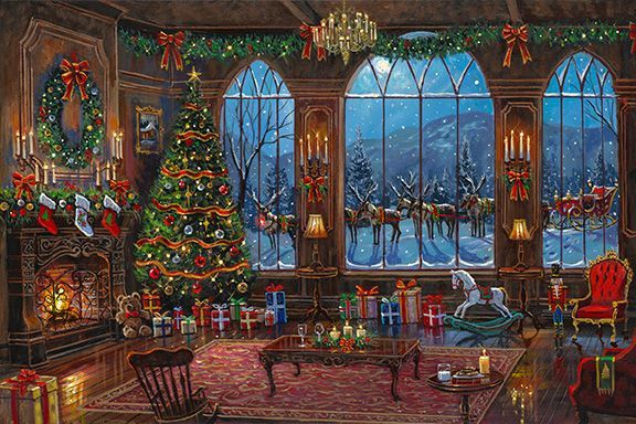 Robert Finale Artist Signed Hand-Embellished Limited Edition Canvas Giclee:"Magic of Christmas"