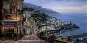 Robert Finale Handsigned and Numbered Limited Edition Hand-Embellished Giclee on Canvas:"Mediterranean Summer"