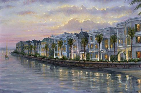 Robert Finale Artist Hand Signed Limited Edition Embellished Giclee Canvas:"Southern Charm Charleston, SC"