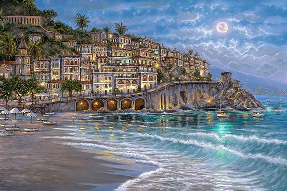 Robert Finale Handsigned and Numbered Limited Edition Hand-Embellished Giclee on Canvas:"Starry Night…"