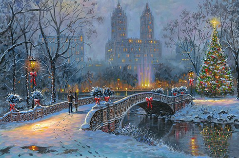 Robert Finale Original Art with Free Framing:"Bow Bridge Christmas" Robert Finale Original Art with Free Framing:"Bow Bridge Christmas"