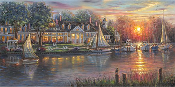 Robert Finale Limited Edition Hand-Embellished Giclee on Canvas:"Chesapeake Sunrise"
