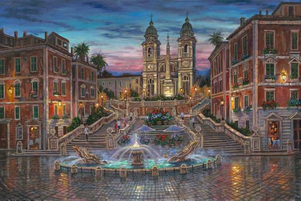 Robert Finale Original Art with Free Framing:"Steps of Rome"