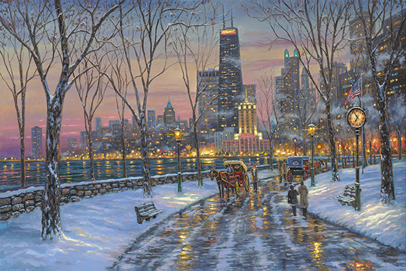 Robert Finale Original Art with Free Framing:"Chicago Skyline"